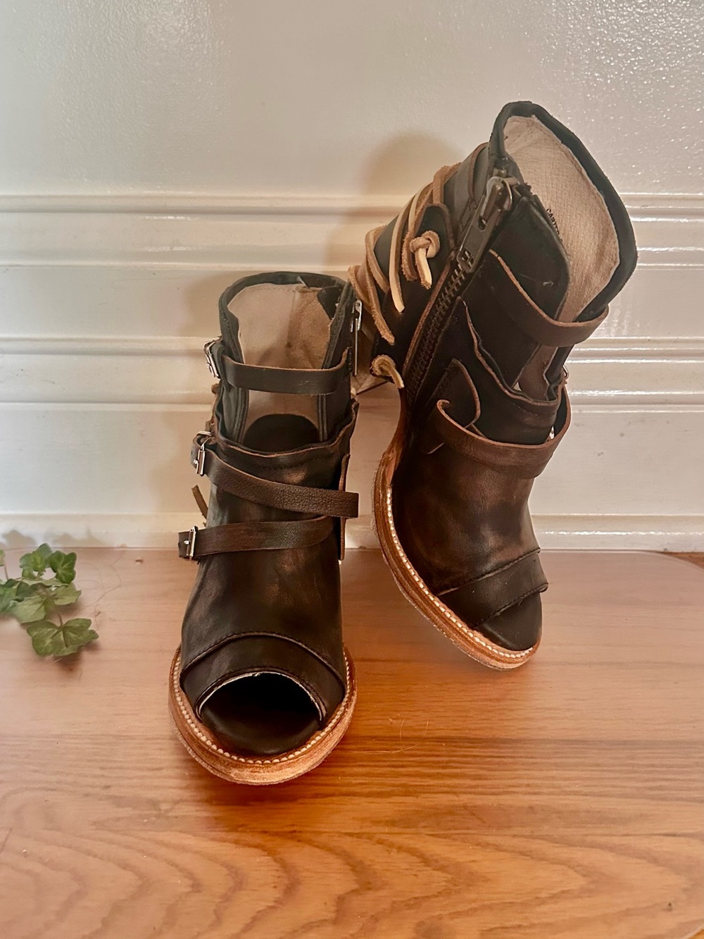 Freebird Chocolate Carter Open-Toe Strappy Ankle Boots